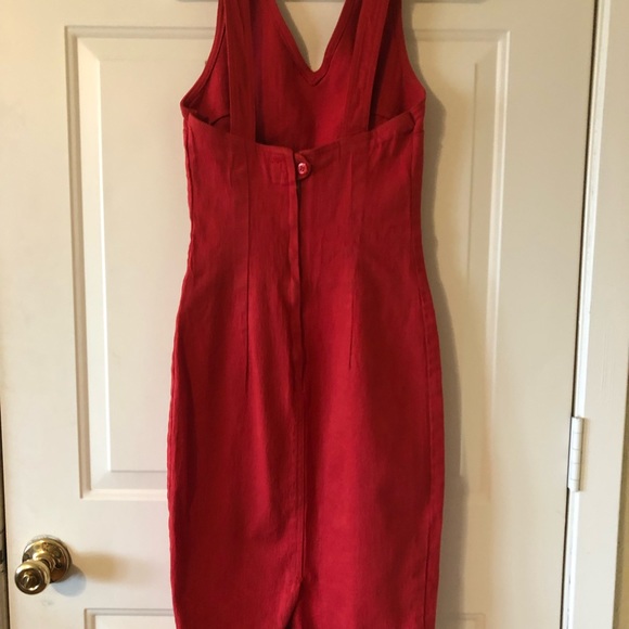 Vintage Studebaker Fashipn Venice Red Dress in Size Medium - Picture 5 of 8